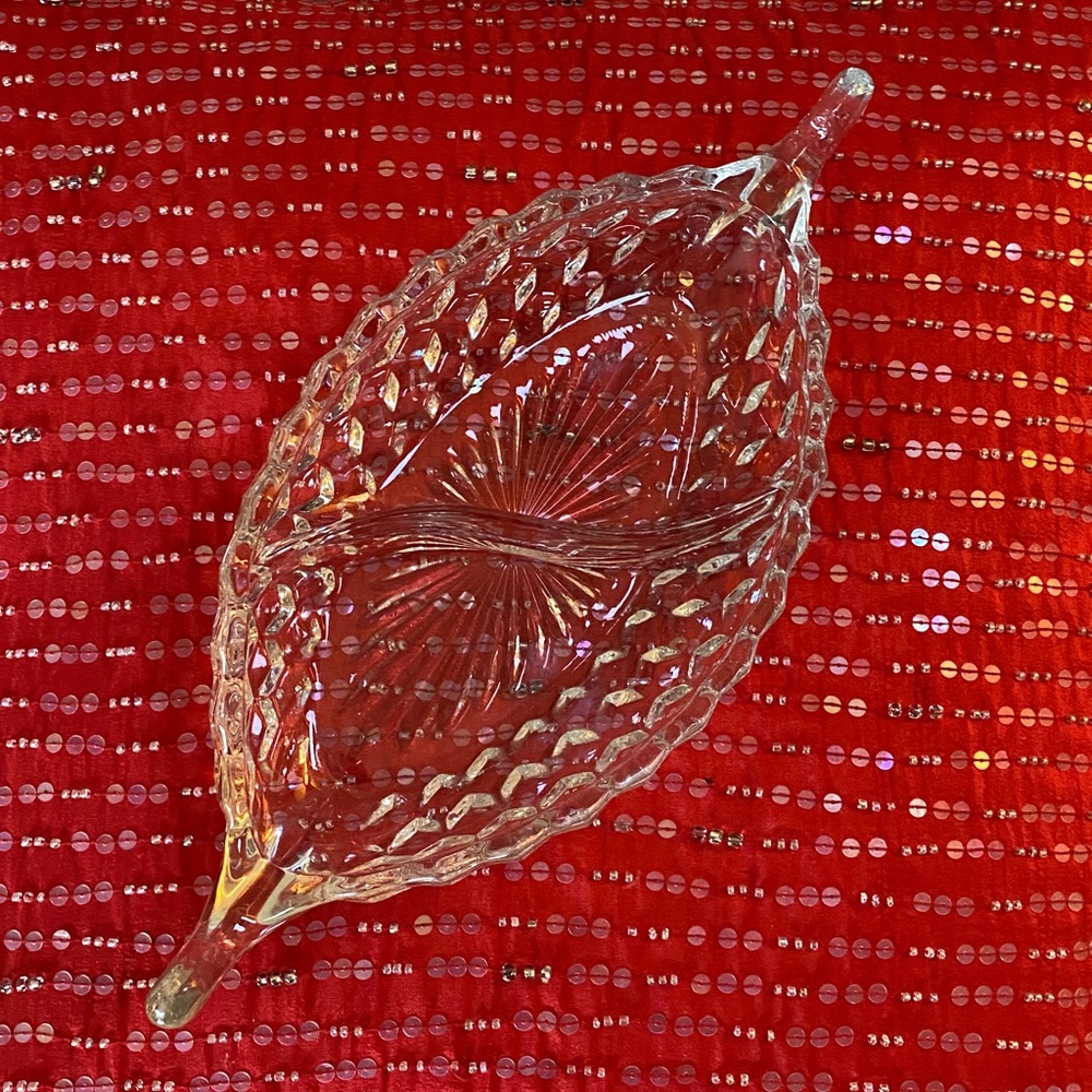 Huge Sparkling Czech Crystal Beautiful Vintage Dish